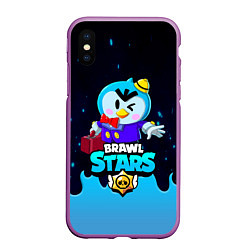 Чехол iPhone XS Max матовый BRAWL STARS, цвет: 3D-фиолетовый