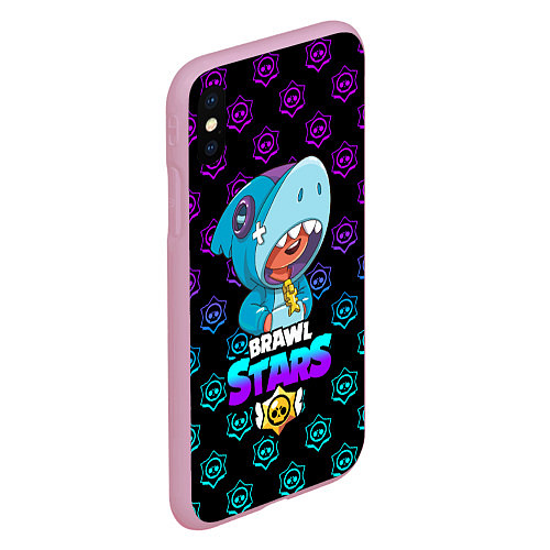 Чехол iPhone XS Max матовый Brawl stars leon shark / 3D-Розовый – фото 2