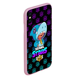 Чехол iPhone XS Max матовый Brawl stars leon shark, цвет: 3D-розовый — фото 2