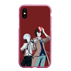 Чехол iPhone XS Max матовый Atsushi Nakajima & Osamu Dazai, цвет: 3D-малиновый