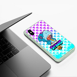 Чехол iPhone XS Max матовый Brawl stars leon shark, цвет: 3D-салатовый — фото 2