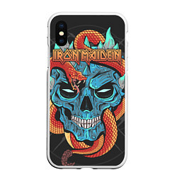 Чехол iPhone XS Max матовый Iron Maiden, цвет: 3D-белый