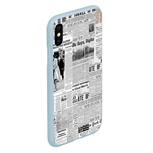 Чехол iPhone XS Max матовый Газета Newspaper / 3D-Голубой – фото 2