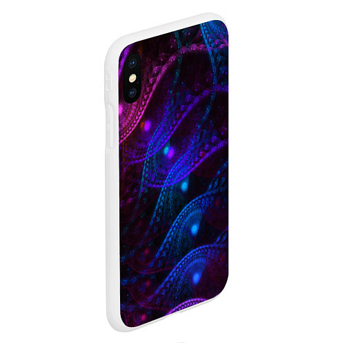 Чехол iPhone XS Max матовый NEON FRACTAL / 3D-Белый – фото 2