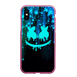 Чехол iPhone XS Max матовый Marshmello, цвет: 3D-малиновый