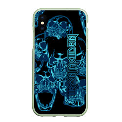 Чехол iPhone XS Max матовый Iron Maiden, цвет: 3D-салатовый