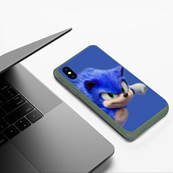 Чехол iPhone XS Max матовый SONIC, цвет: 3D-темно-зеленый — фото 2