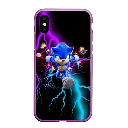 Чехол iPhone XS Max матовый SONIC, цвет: 3D-фиолетовый