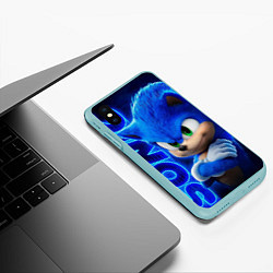 Чехол iPhone XS Max матовый SONIC, цвет: 3D-мятный — фото 2