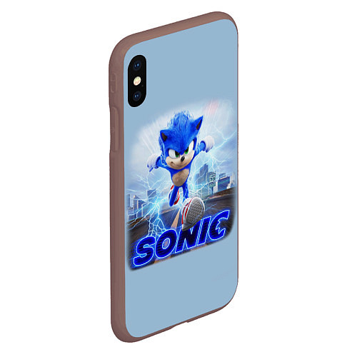 Чехол iPhone XS Max матовый SONIC / 3D-Коричневый – фото 2