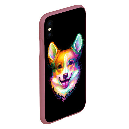 Чехол iPhone XS Max матовый Корги / 3D-Малиновый – фото 2