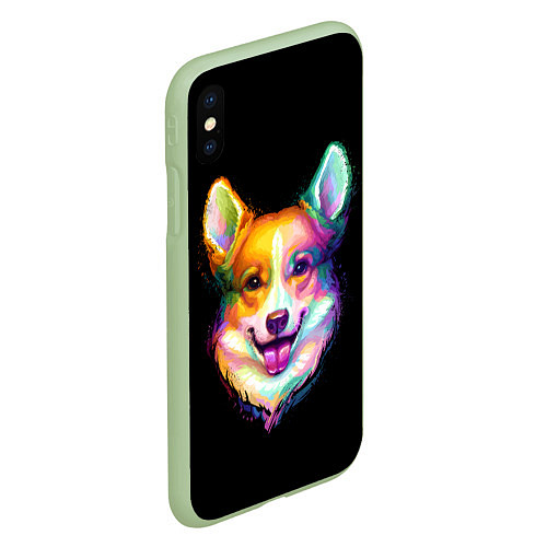 Чехол iPhone XS Max матовый Корги / 3D-Салатовый – фото 2