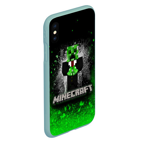 Чехол iPhone XS Max матовый MINECRAFT / 3D-Мятный – фото 2