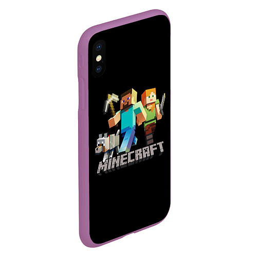 Чехол iPhone XS Max матовый MINECRAFT / 3D-Фиолетовый – фото 2