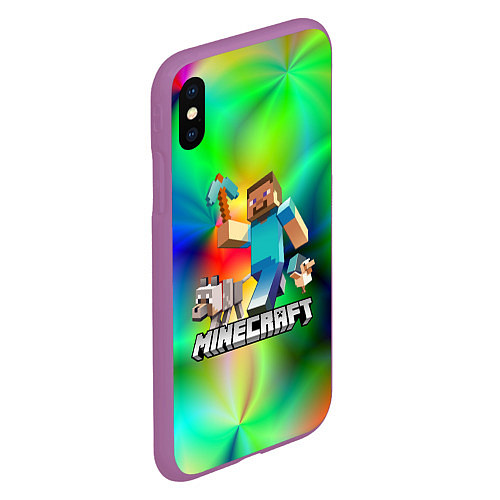 Чехол iPhone XS Max матовый MINECRAFT / 3D-Фиолетовый – фото 2