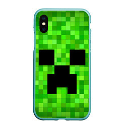 Чехол iPhone XS Max матовый MINECRAFT, цвет: 3D-мятный