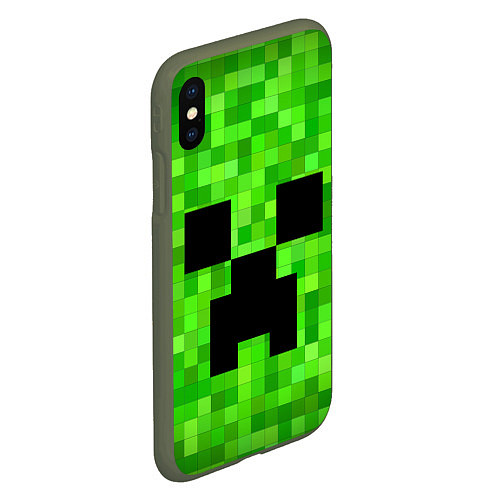 Чехол iPhone XS Max матовый MINECRAFT / 3D-Темно-зеленый – фото 2