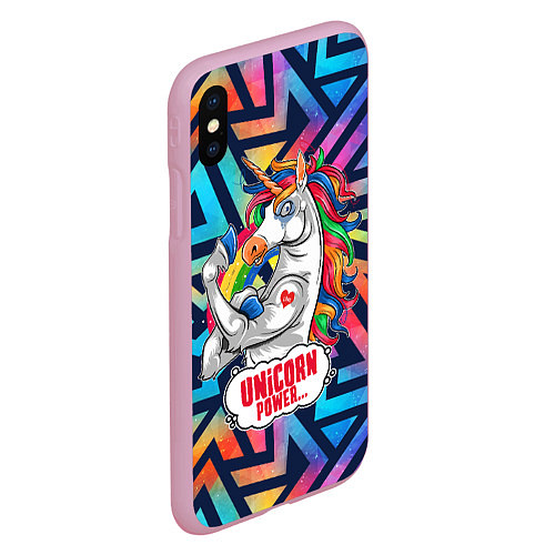 Чехол iPhone XS Max матовый Unicorn Power Единорог / 3D-Розовый – фото 2