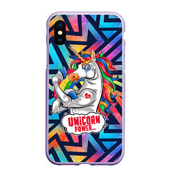 Чехол iPhone XS Max матовый Unicorn Power Единорог, цвет: 3D-светло-сиреневый