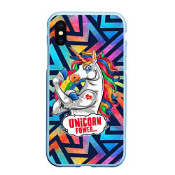 Чехол iPhone XS Max матовый Unicorn Power Единорог, цвет: 3D-голубой