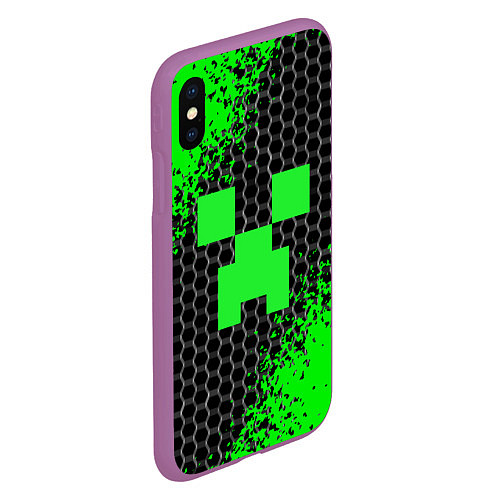 Чехол iPhone XS Max матовый MINECRAFT / 3D-Фиолетовый – фото 2