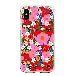 Чехол iPhone XS Max матовый Flowers, цвет: 3D-белый