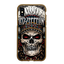 Чехол iPhone XS Max матовый Led Zeppelin, цвет: 3D-коричневый