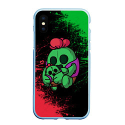 Чехол iPhone XS Max матовый Brawl stars SPIKE, цвет: 3D-голубой