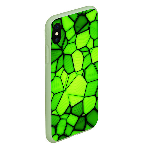 Чехол iPhone XS Max матовый Зеленая мозаика / 3D-Салатовый – фото 2