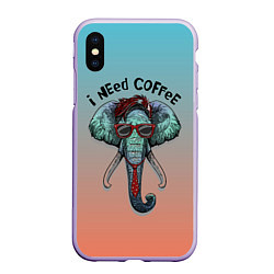 Чехол iPhone XS Max матовый I need coffee, цвет: 3D-светло-сиреневый