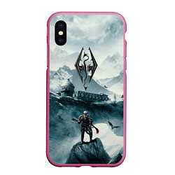 Чехол iPhone XS Max матовый Skyrim Warrior, цвет: 3D-малиновый