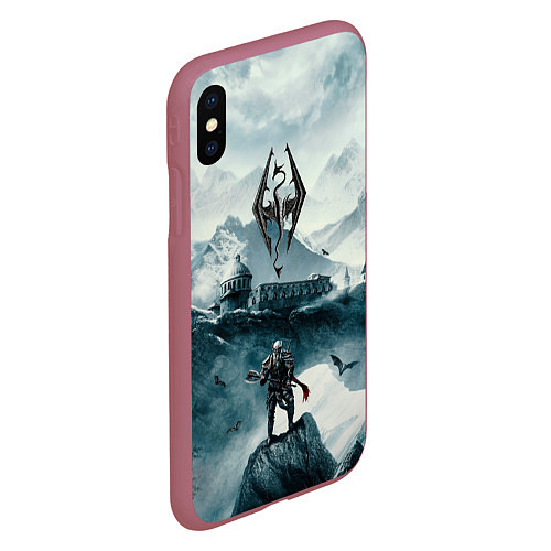 Чехол iPhone XS Max матовый Skyrim Warrior / 3D-Малиновый – фото 2