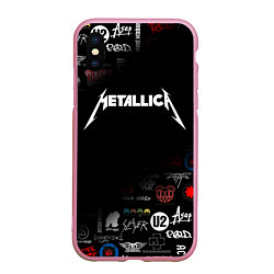 Чехол iPhone XS Max матовый Metallica, цвет: 3D-розовый