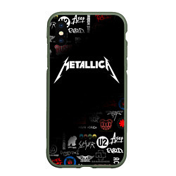 Чехол iPhone XS Max матовый Metallica, цвет: 3D-темно-зеленый