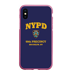 Чехол iPhone XS Max матовый Бруклин 9-9 департамент NYPD, цвет: 3D-малиновый