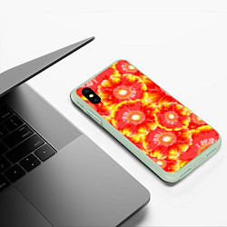Чехол iPhone XS Max матовый Цветы, цвет: 3D-салатовый — фото 2