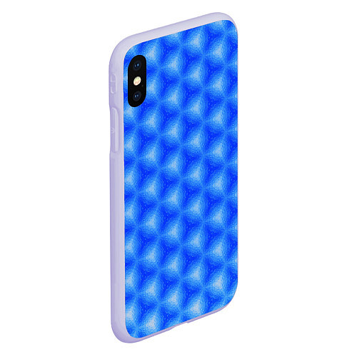 Чехол iPhone XS Max матовый Синие соты / 3D-Светло-сиреневый – фото 2