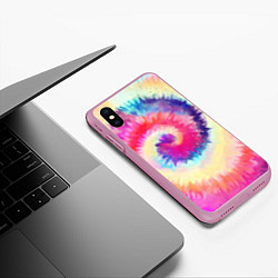 Чехол iPhone XS Max матовый Tie Dye vortex, цвет: 3D-розовый — фото 2