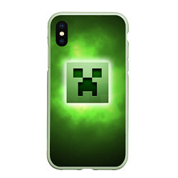 Чехол iPhone XS Max матовый MINECRAFT, цвет: 3D-салатовый