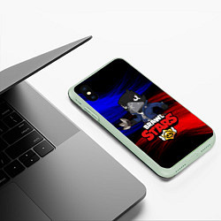 Чехол iPhone XS Max матовый BRAWL STARS CROW, цвет: 3D-салатовый — фото 2