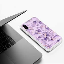 Чехол iPhone XS Max матовый Листья, цвет: 3D-белый — фото 2