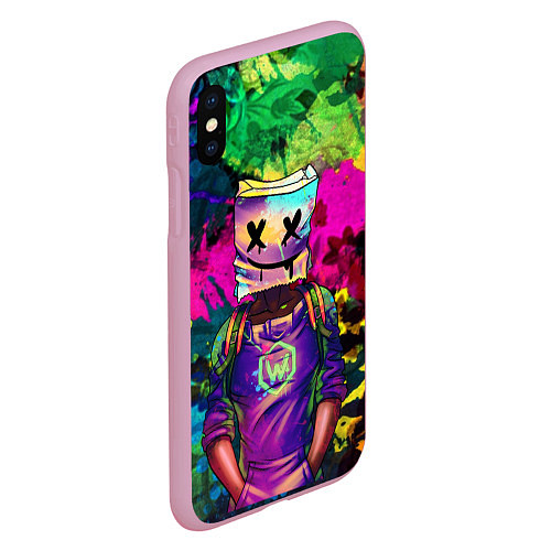 Чехол iPhone XS Max матовый Marshmello / 3D-Розовый – фото 2