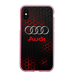 Чехол iPhone XS Max матовый AUDI, цвет: 3D-розовый