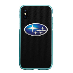 Чехол iPhone XS Max матовый SUBARU, цвет: 3D-мятный