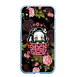 Чехол iPhone XS Max матовый KIMETSU NO YAIBA, цвет: 3D-голубой