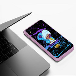 Чехол iPhone XS Max матовый Brawl Stars Leon Shark, цвет: 3D-сиреневый — фото 2