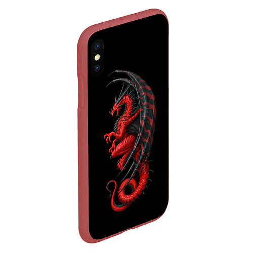 Чехол iPhone XS Max матовый Red Dragon / 3D-Красный – фото 2