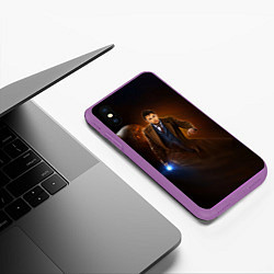 Чехол iPhone XS Max матовый DAVID TENNANT, цвет: 3D-фиолетовый — фото 2