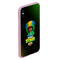 Чехол iPhone XS Max матовый BRAWL STARS Leon, цвет: 3D-розовый — фото 2