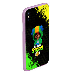 Чехол iPhone XS Max матовый Brawl Stars Leon, цвет: 3D-сиреневый — фото 2